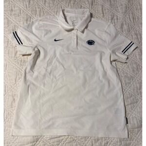 Nike Penn State Nittany Lions Dri-FIT Polo Shirt Womens Medium White Navy Blue